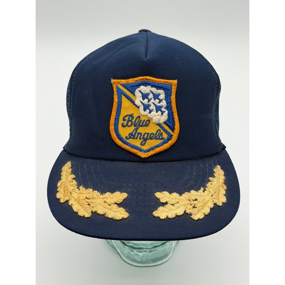 Rare Vintage Blue Angels Trucker Hat Navy Blue Scrambled Eggs Mesh Snapback Cap